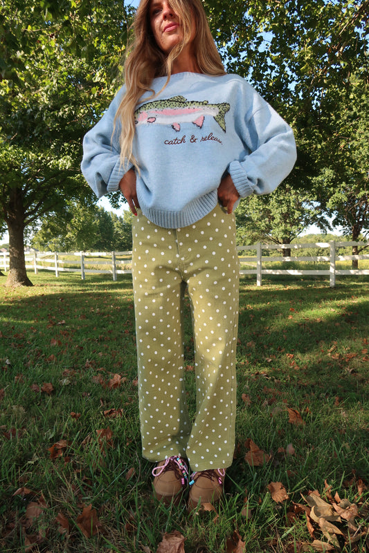 Sprouted Dot Wide Leg Jeans