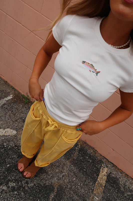 Fishy Embroidered Baby Tee