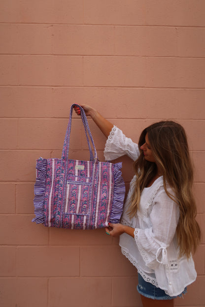 Mabel Ruffle Quilted Tote Bag