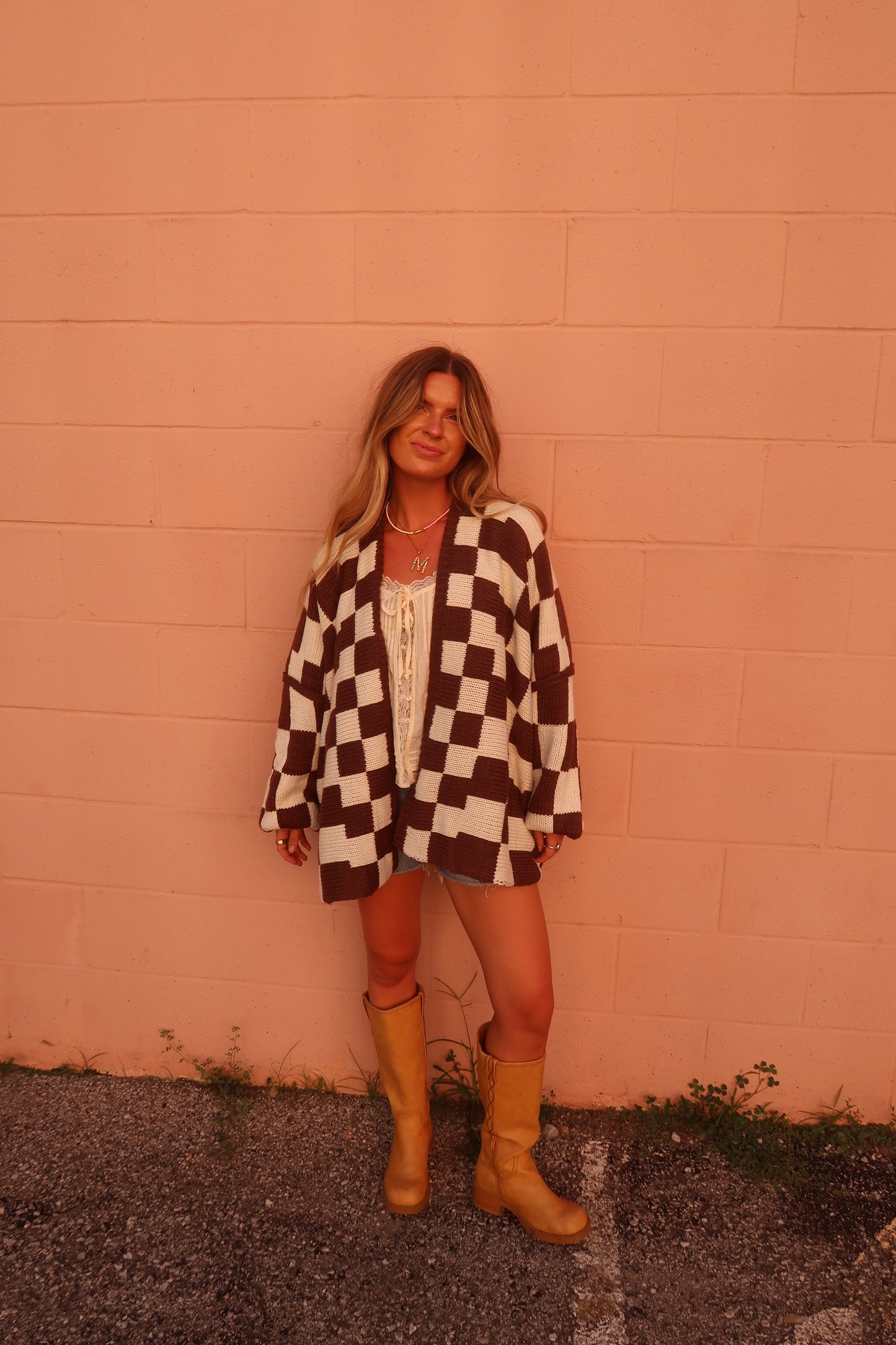Teddy Bear Check Cardigan