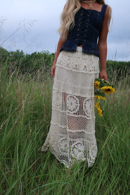 Wheat-field Crochet Maxi Skirt