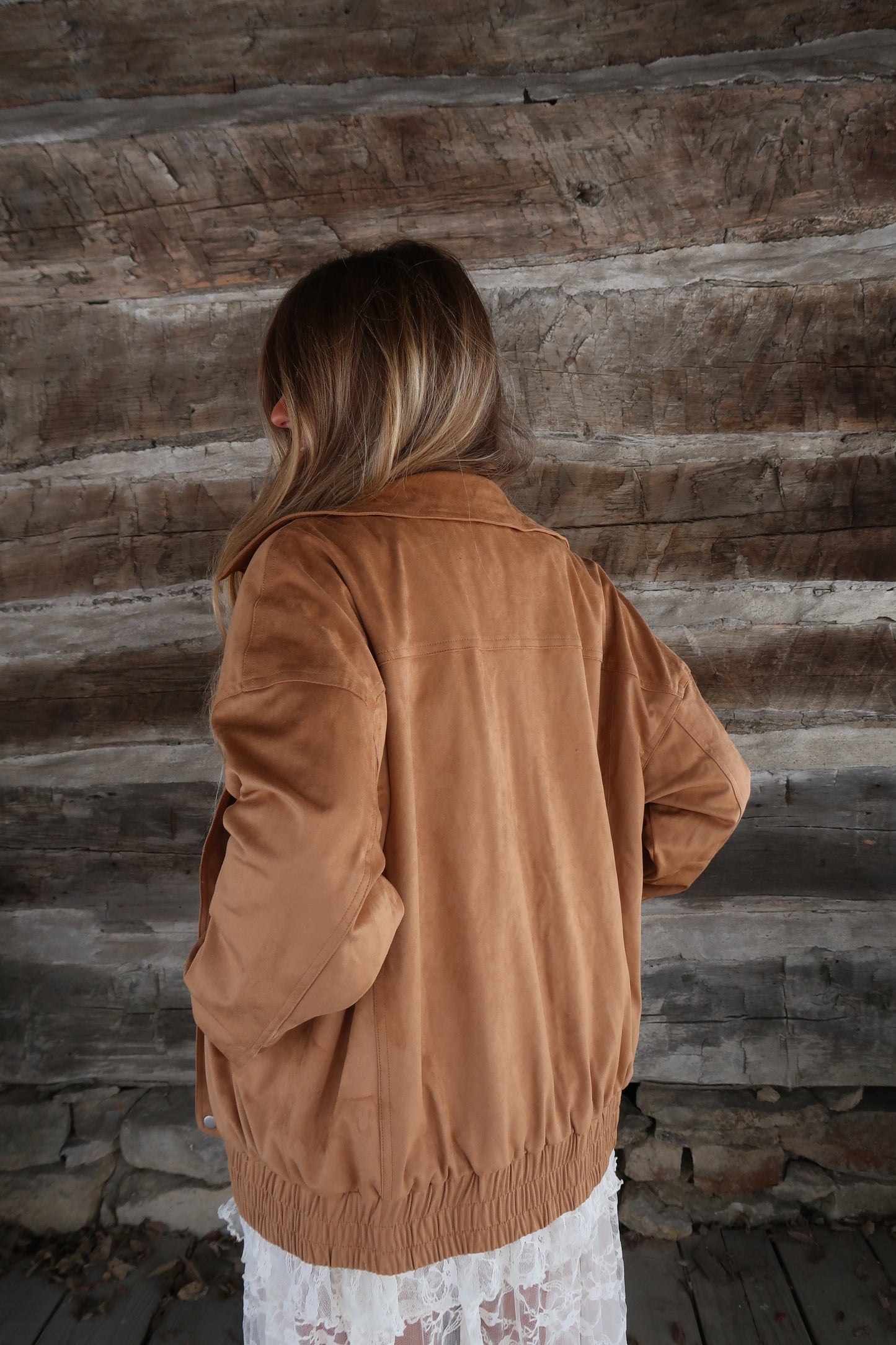 Camel Suede oversized Jacket