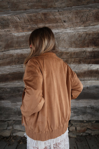 Camel Suede oversized Jacket