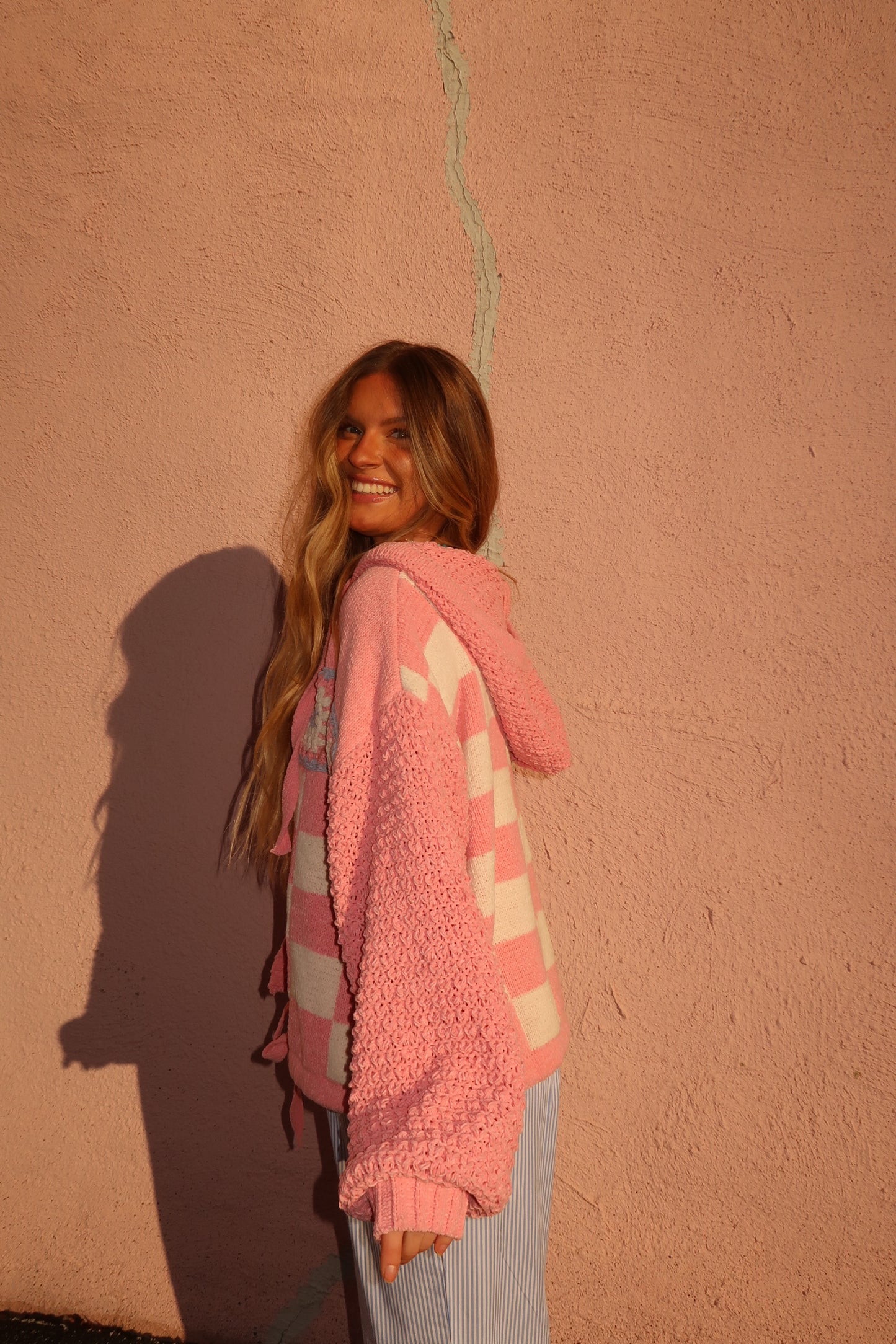 Checker Me Pink Cardigan