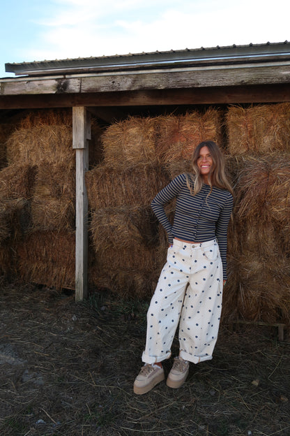 Navy Dot Barrel Jeans