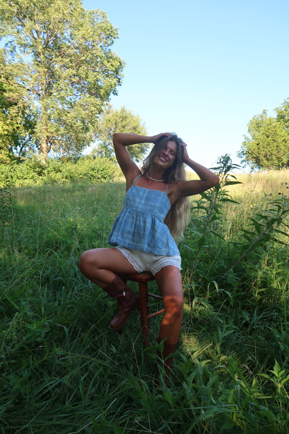 Denim Days Plaid Babydoll Cami