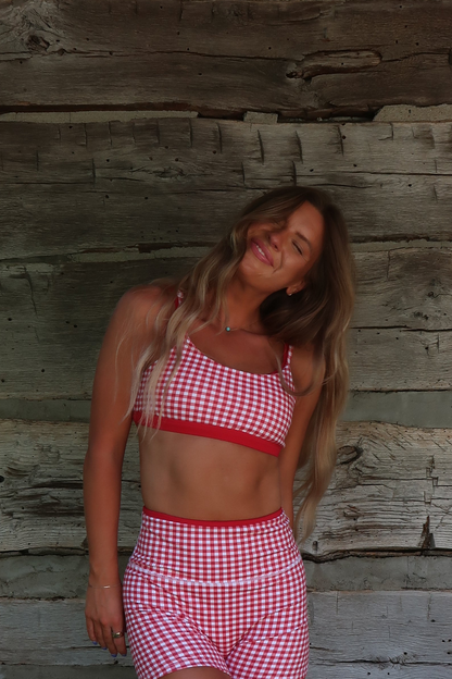 Cherry Gingham Layered Bra