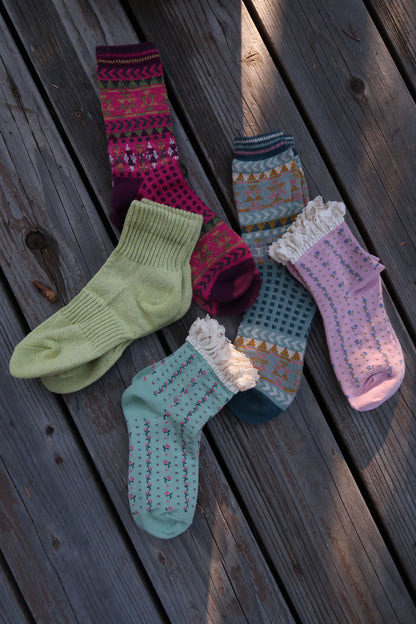 Magenta Printed Sock