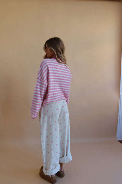 Pink Dot Barrel Jeans