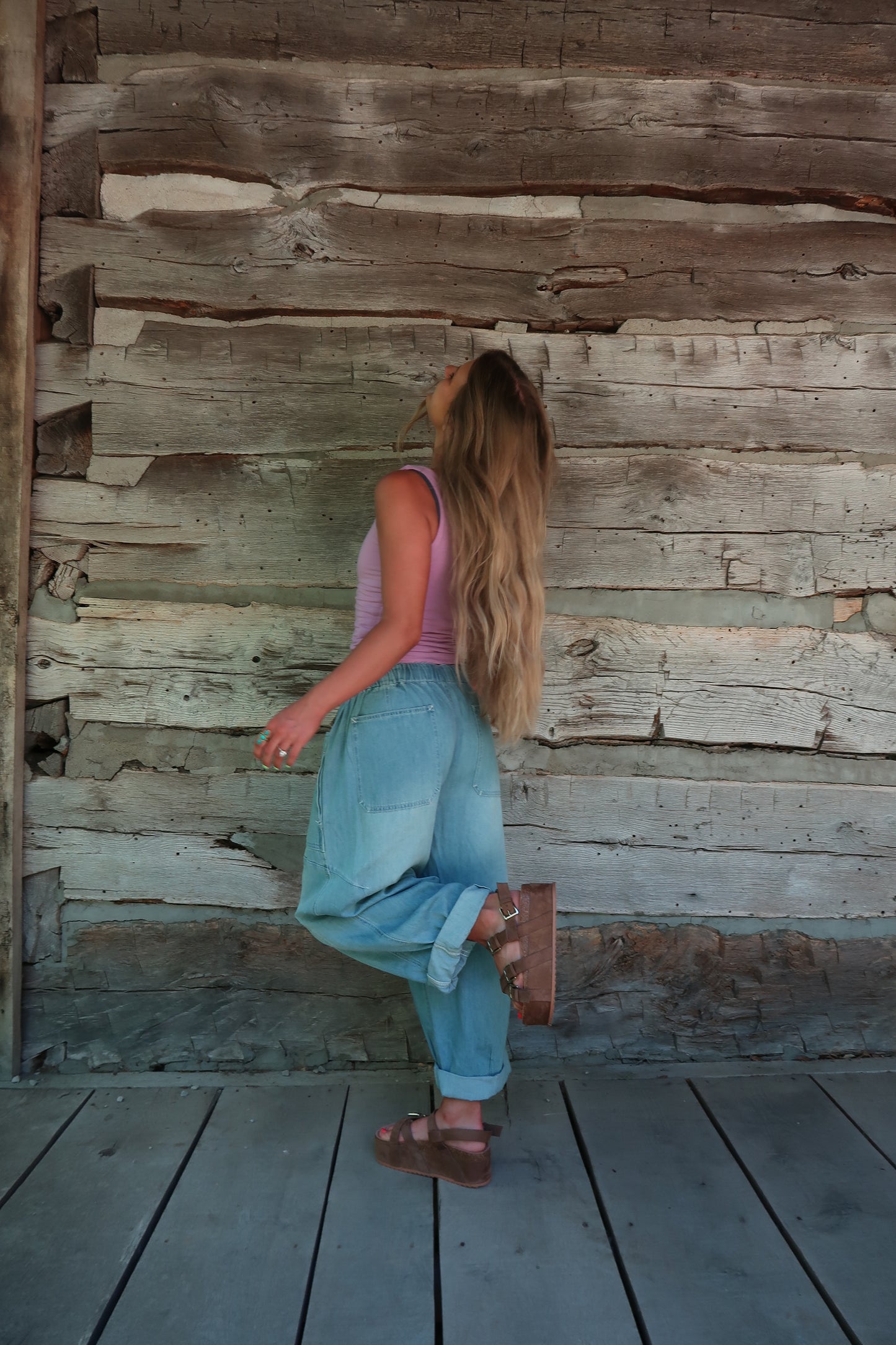 Dahlia Patch Pocket Barrel Jean