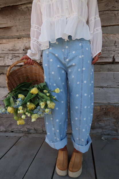 Denim Dot Barrel Jeans