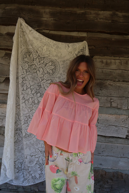 Melon Tiered Blouse