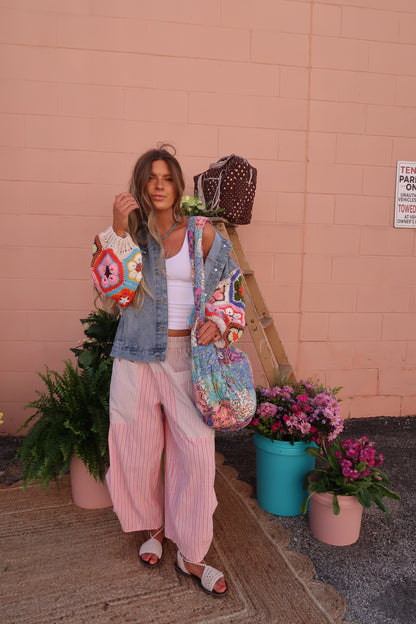 Sunset Pink Stripe Balloon Pant