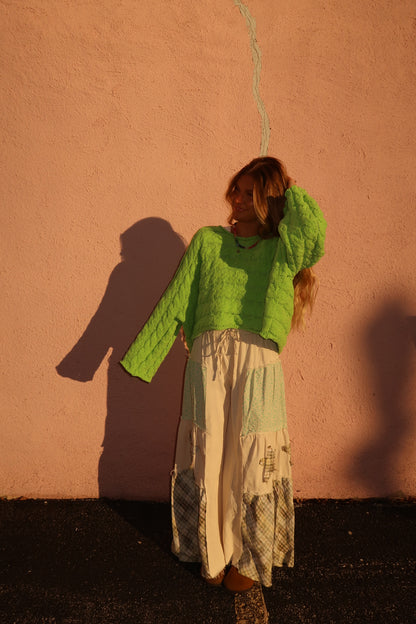 Key Lime Knit Crop Sweater