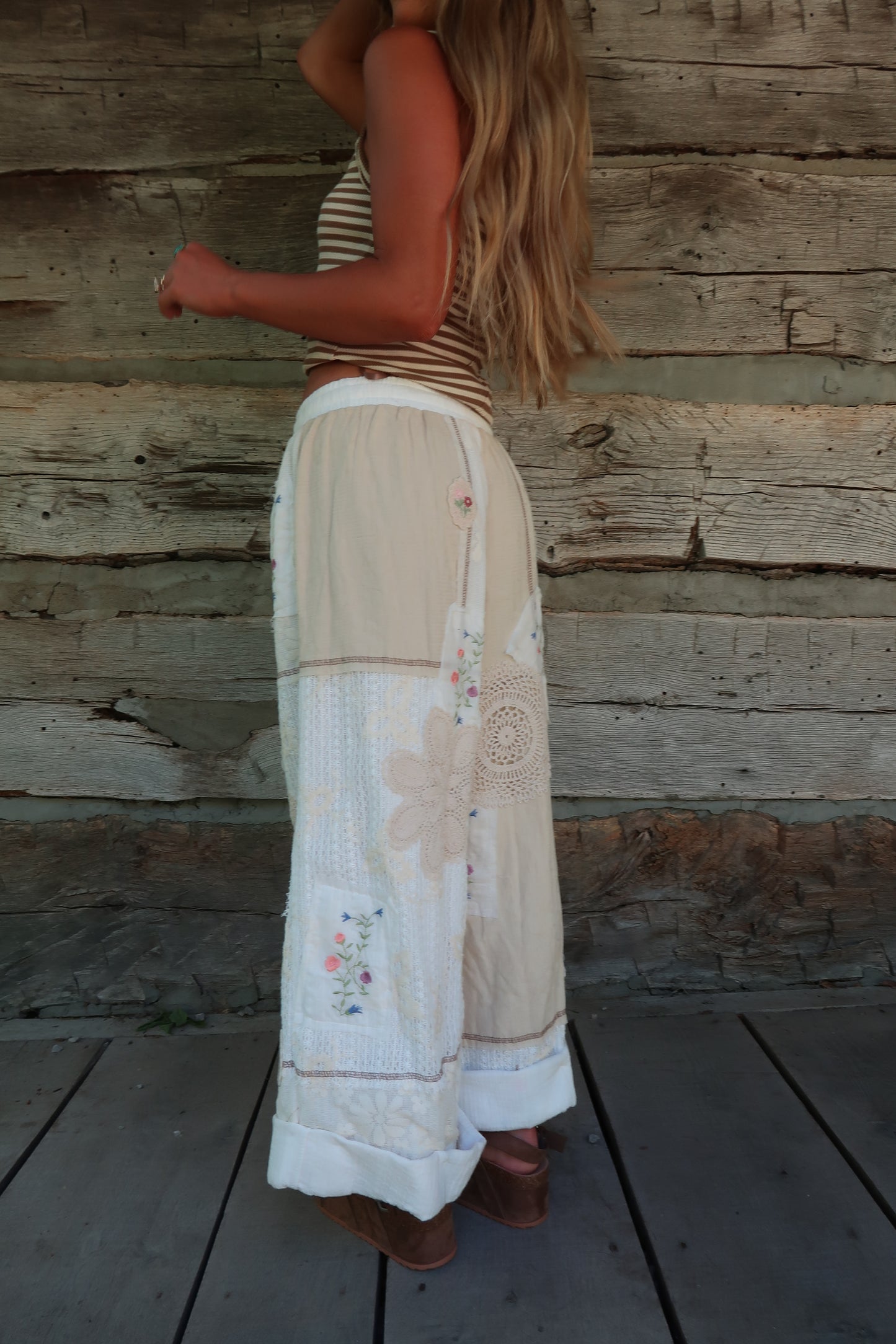 Ivory Petal Patchwork Pant