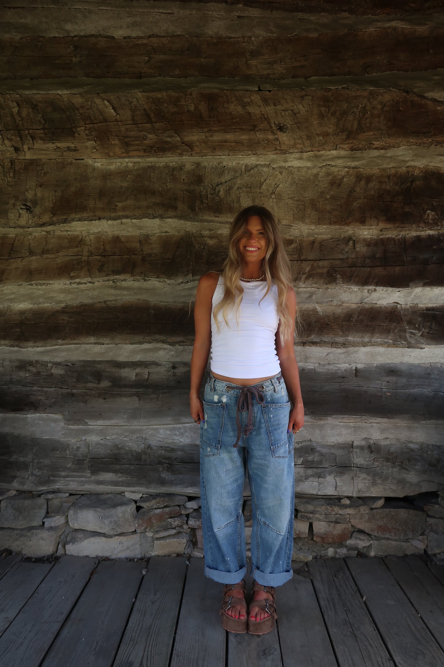 White Back To Basics High Neck Tank