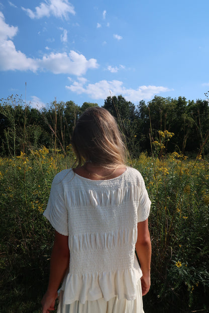 Buttercream Smocked Tee