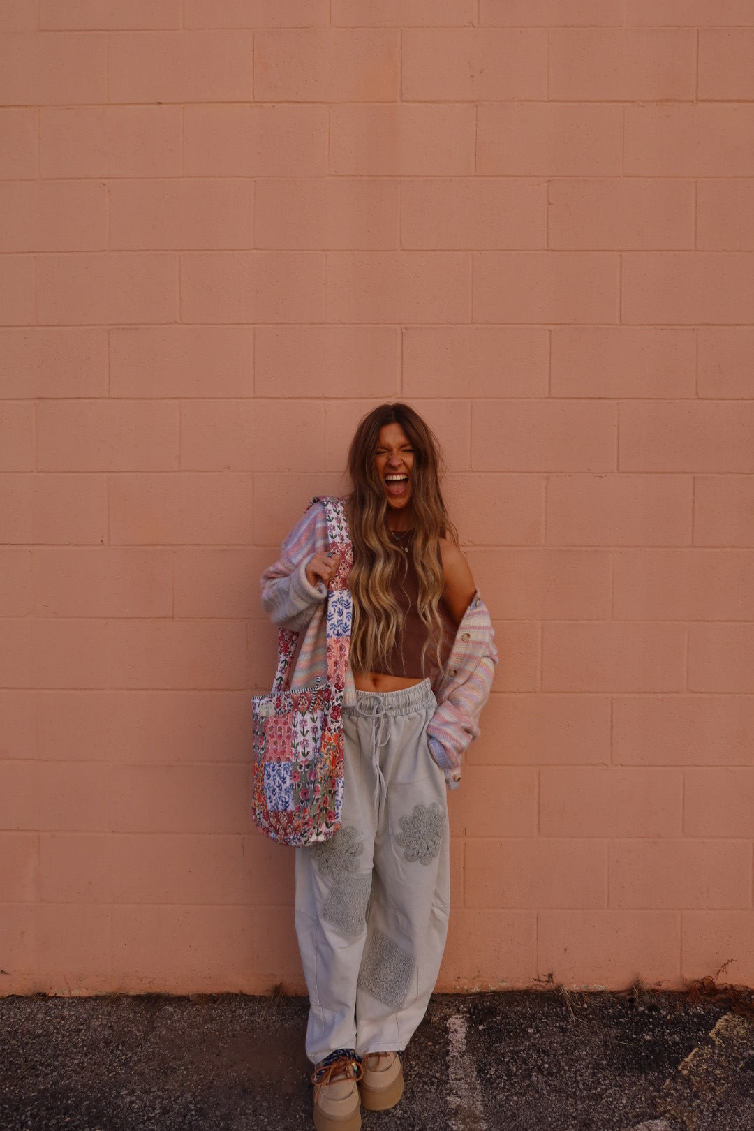 Silver Crochet Barrel Sweats