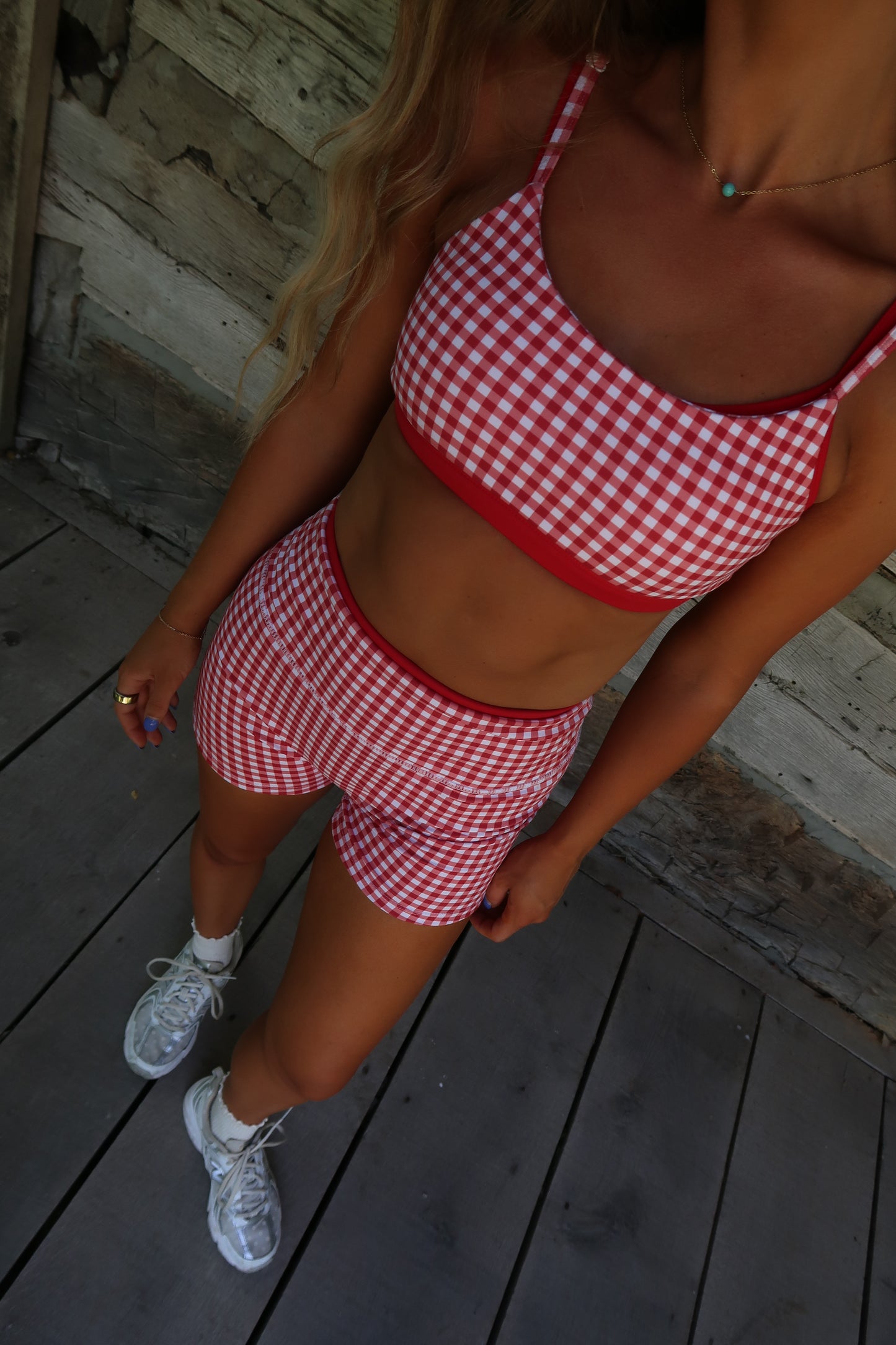 Cherry Gingham Layered Bra