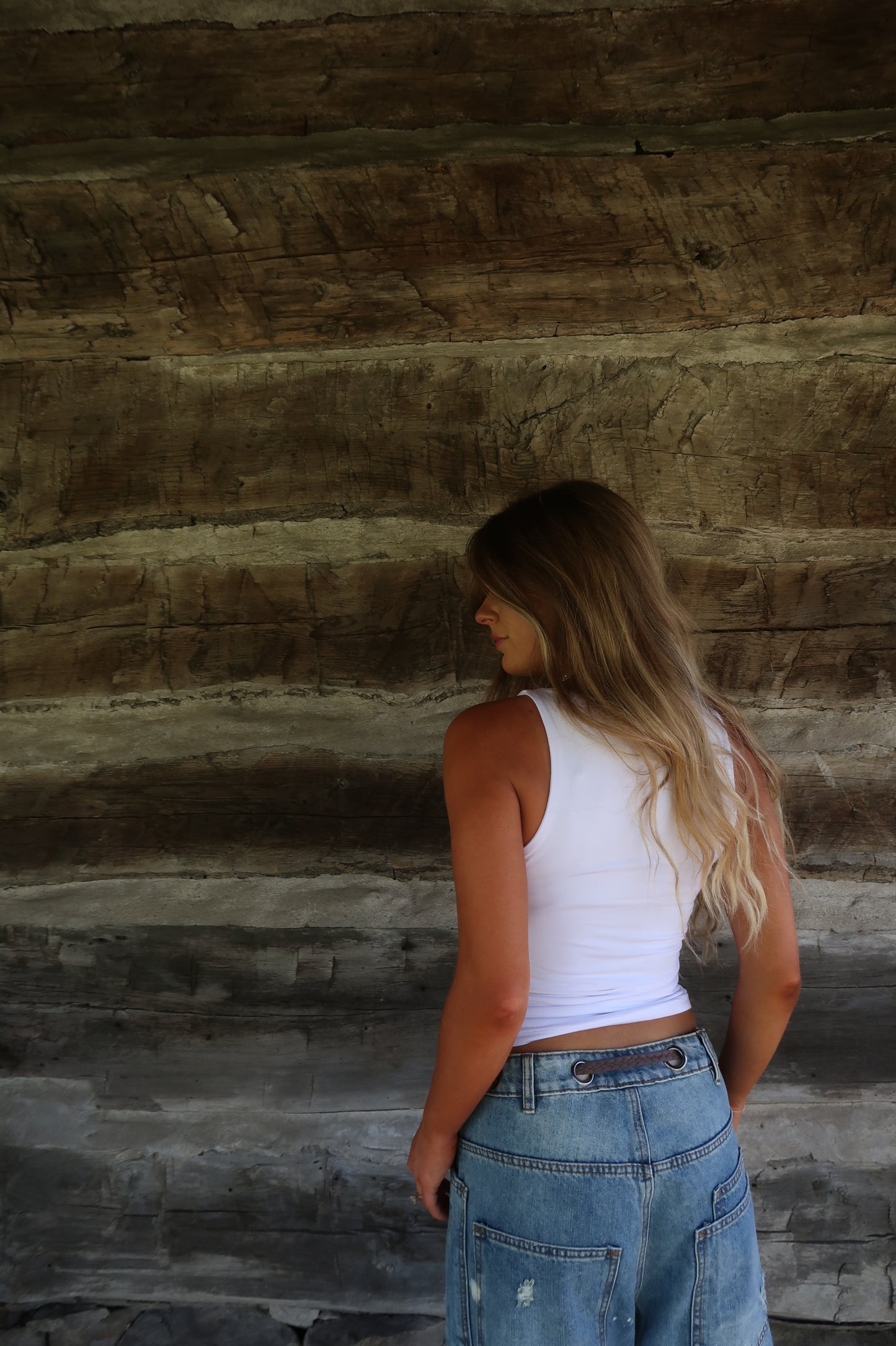 White Back To Basics High Neck Tank