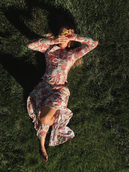 Golden Floral Long Slv