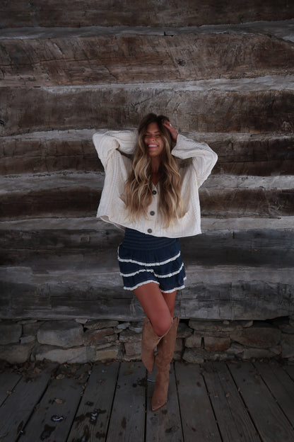 Navy Tiered Ruffle Shorts