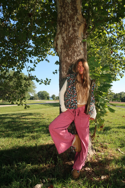 Raspberry Wide Leg Cargo Pant