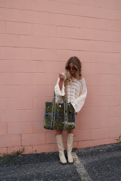 Bindi Velvet Quilted Tote Bag