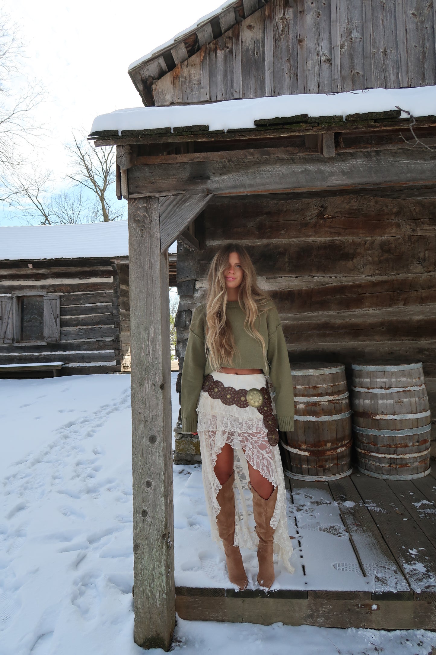 Ivory Lace High Low Skort