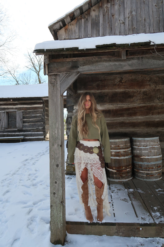 Ivory Lace High Low Skort