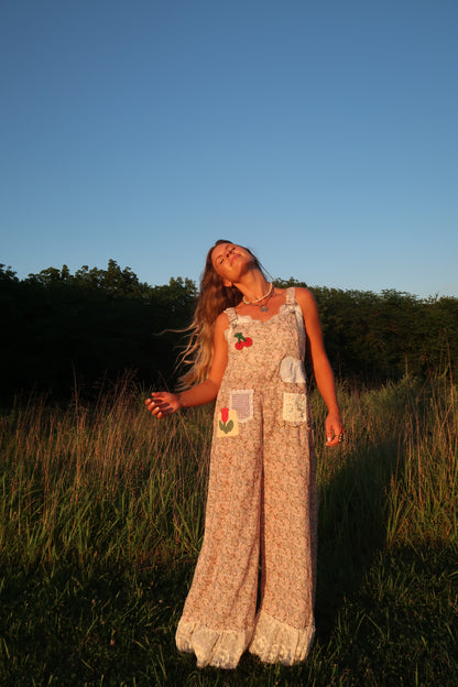 Berry Boho Patch Overalls