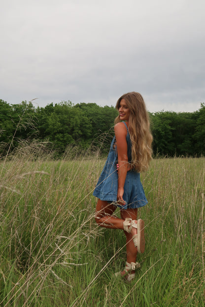 Indigo denim Flare Romper