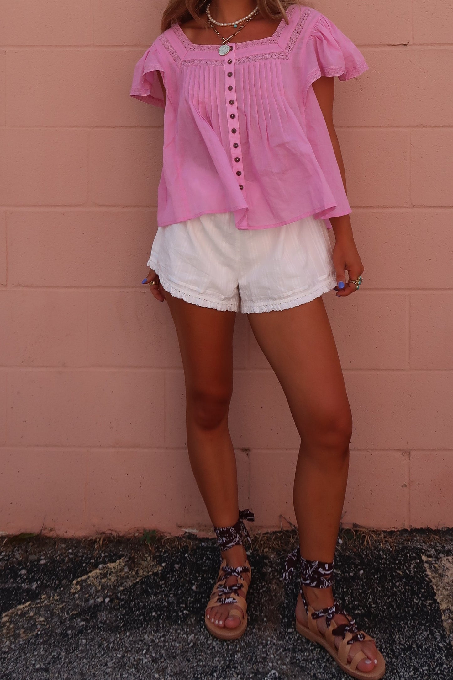 Magenta Breeze Bttn Blouse