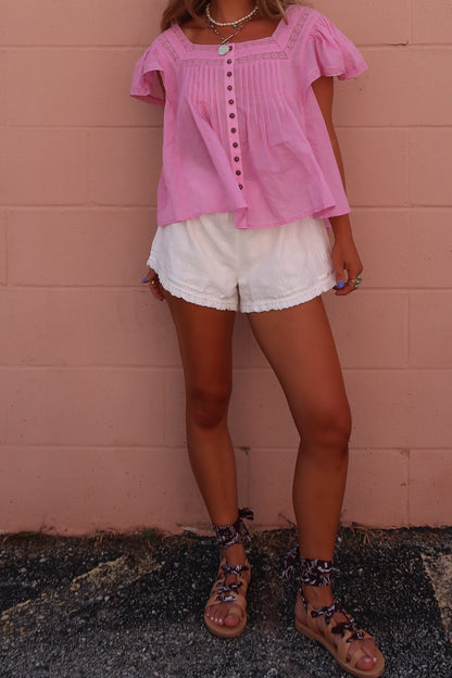 Magenta Breeze Bttn Blouse