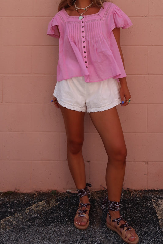 Magenta Breeze Bttn Blouse
