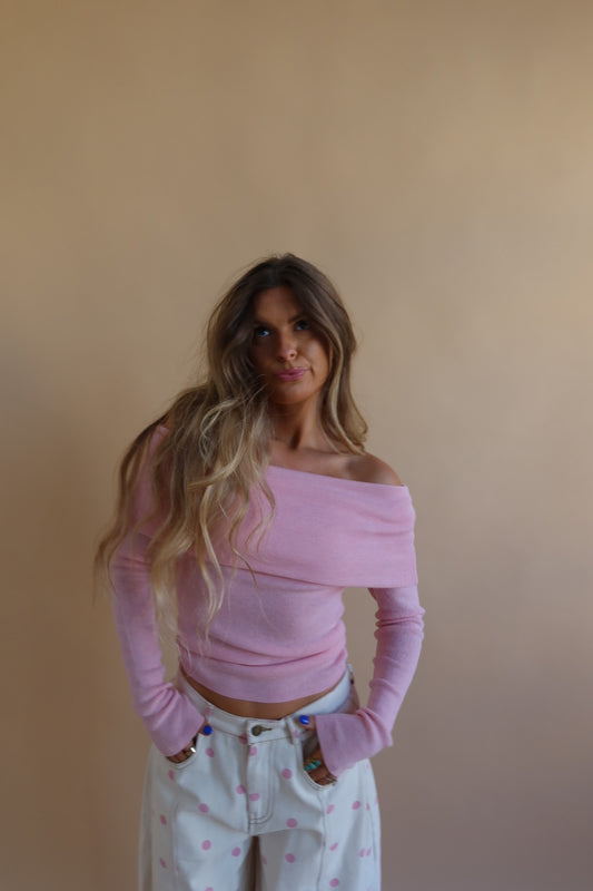 Pink Frosting Off the Shoulder Top