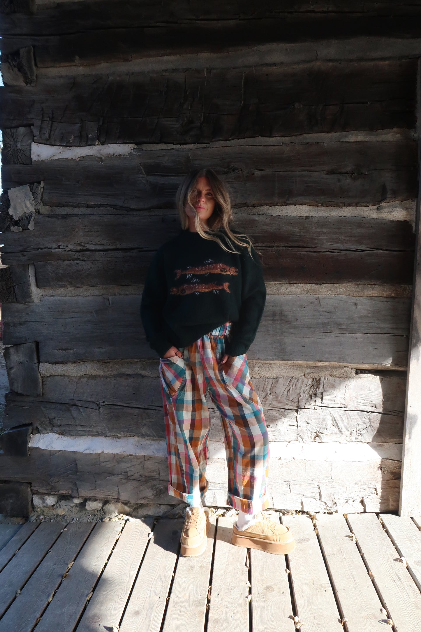 Plaid Crisp Linen Pants