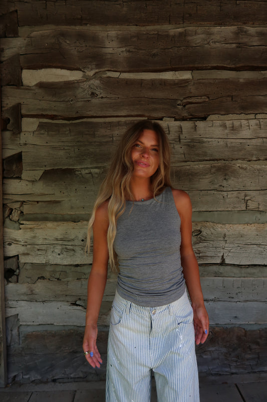 Charcoal Boat Neck Back To Basics Tank