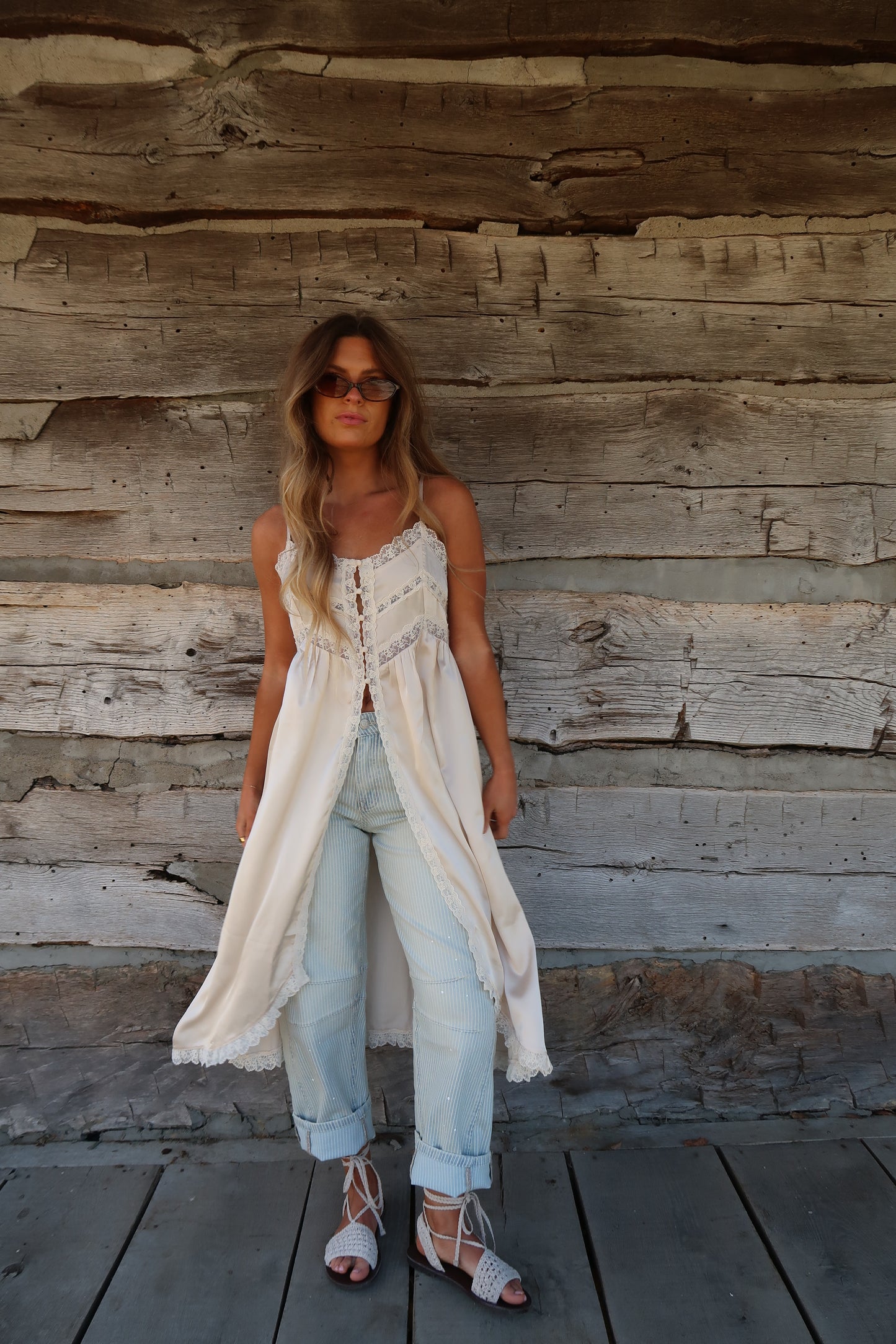 Mae Satin Longline Tank