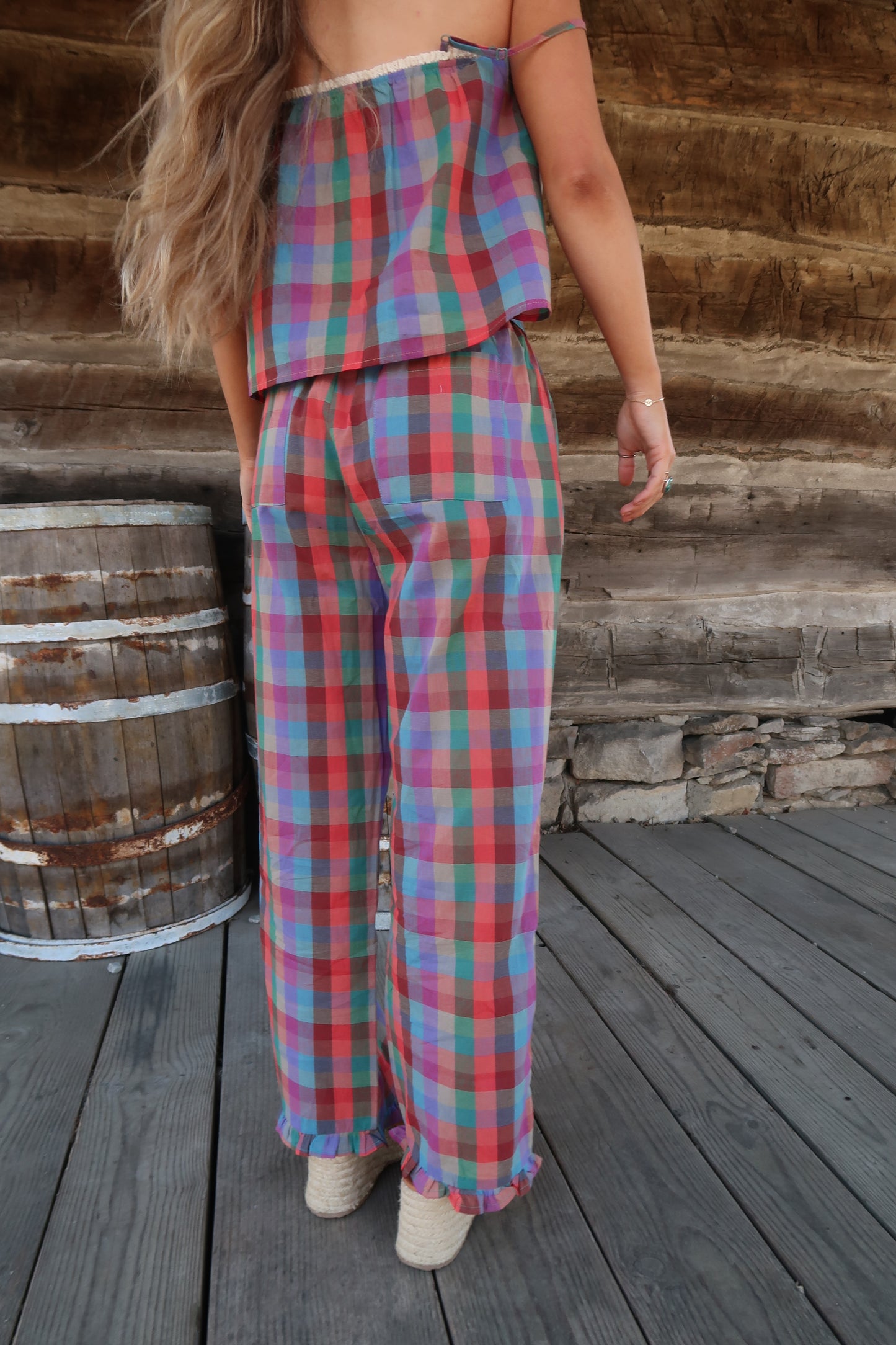 Candyland Plaid Ruffle Pant