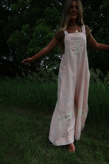 Rosie Linen Embroidered Overalls