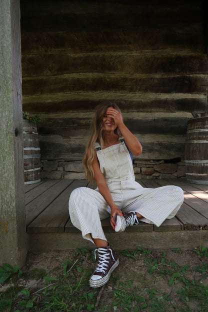 Sunday Stripe Barrel Overalls