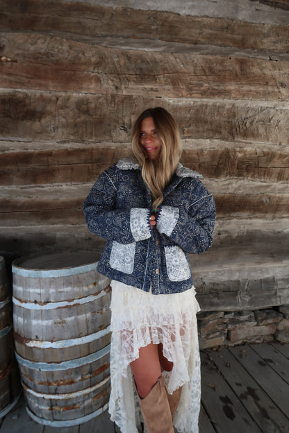 Stella Navy Bandana Quilted Jacket