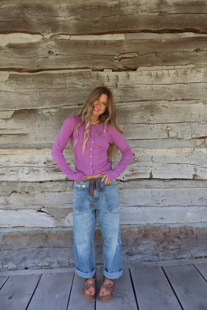 Violet Bttn front Long Slv