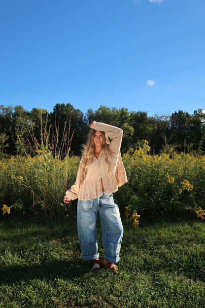 Sand Ruffle Hoodie