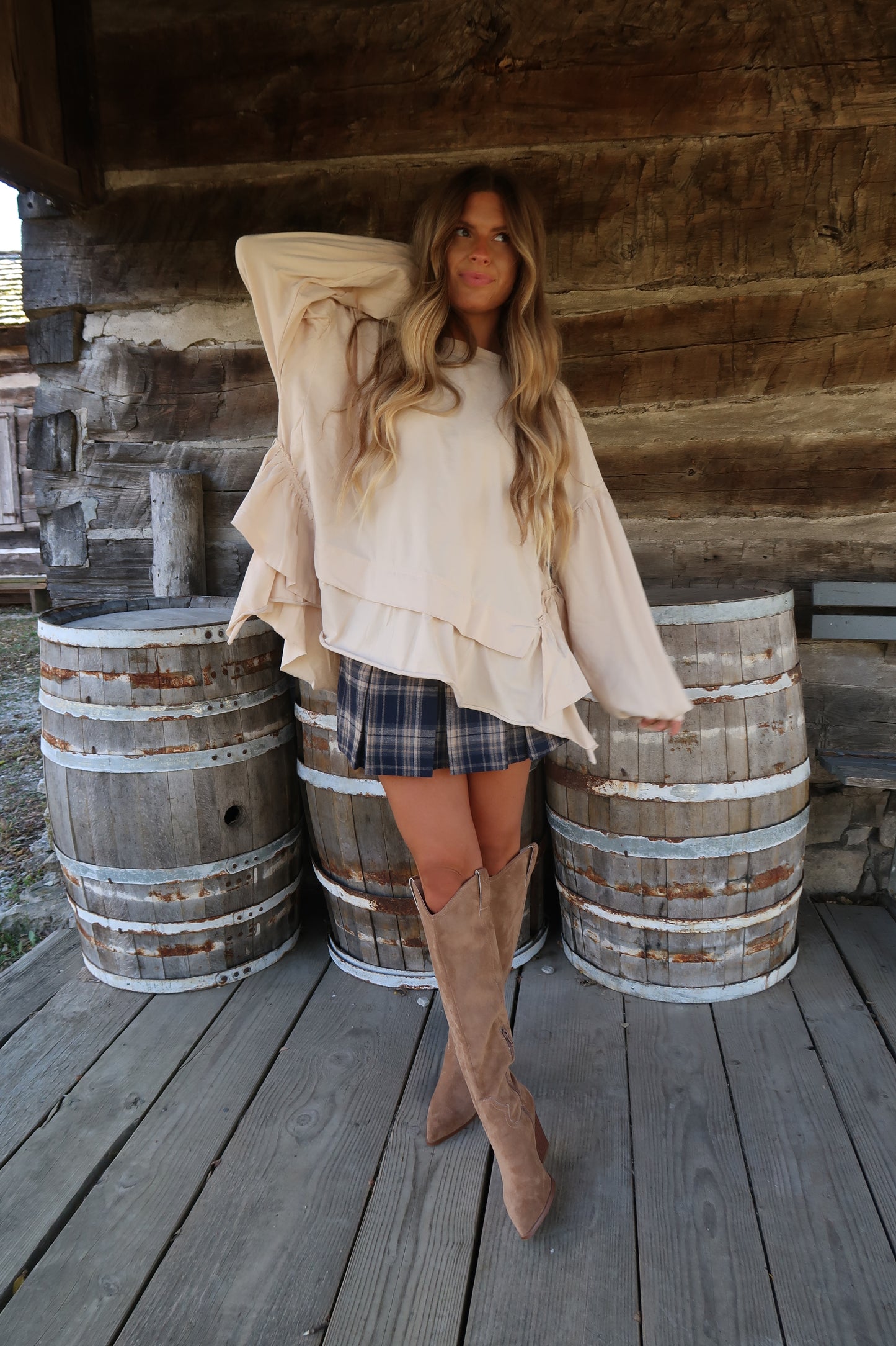 Creamy Ruffle Babydoll Top