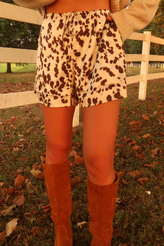 Molly Moo Cow Print Satin Short