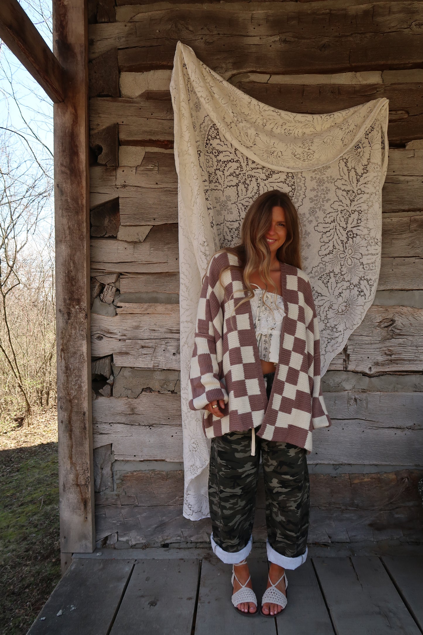Mink Check Cardi