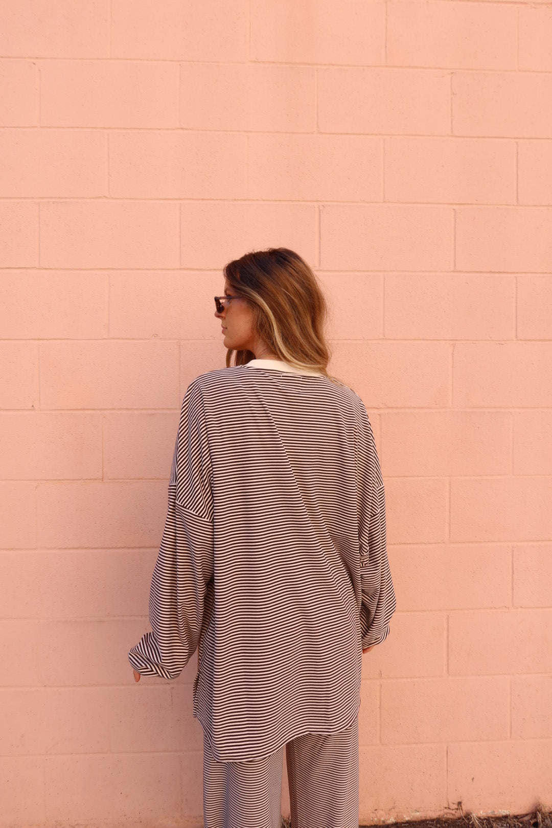 Toffee Stripe Oversized long Slv