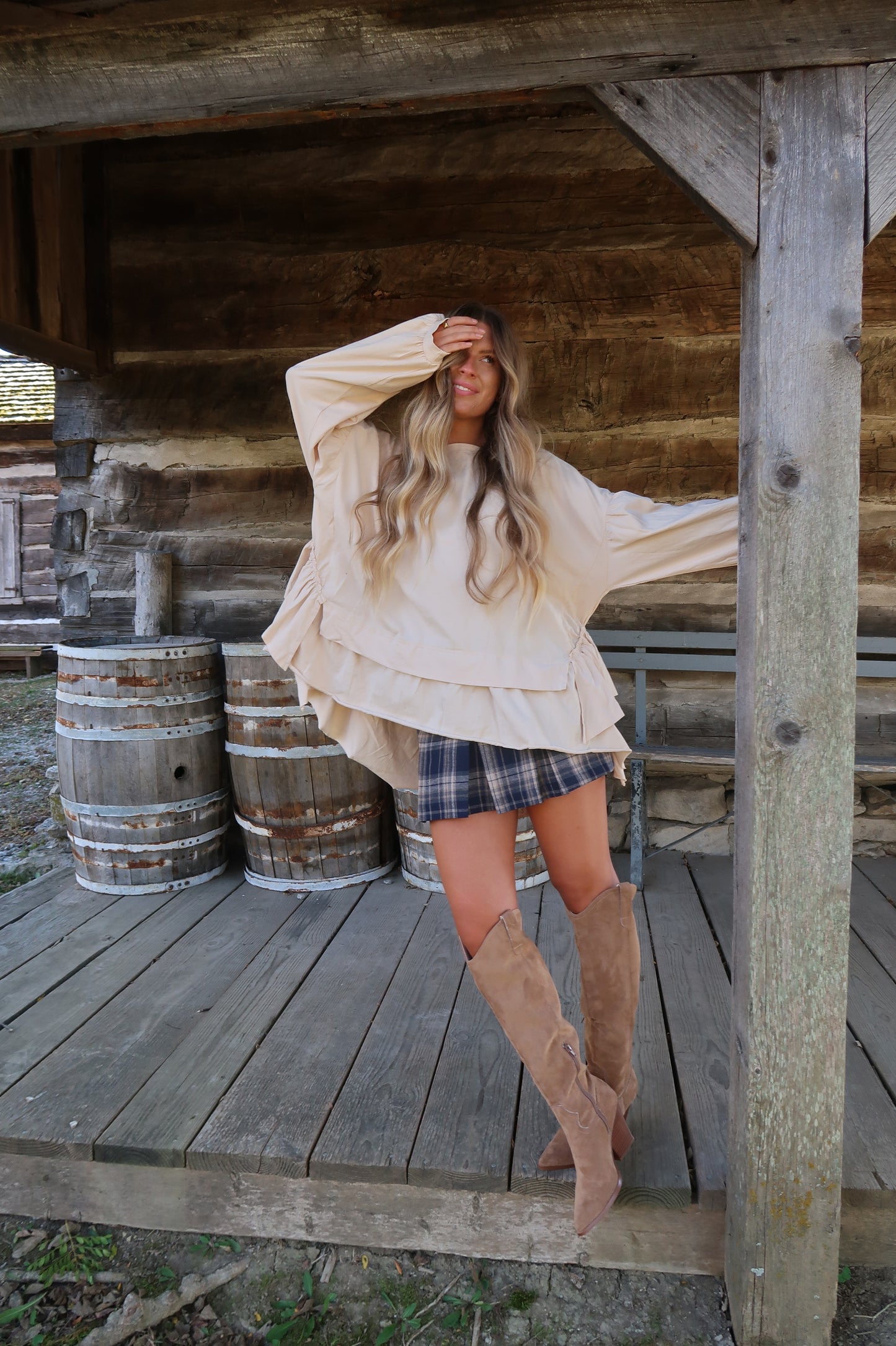 Creamy Ruffle Babydoll Top